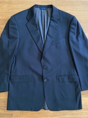 Burberry London Navy Wool Blazer 44L Kensington Men’s Jacket